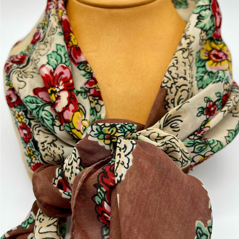Vintage Retro Floral Scarf 29” Square
